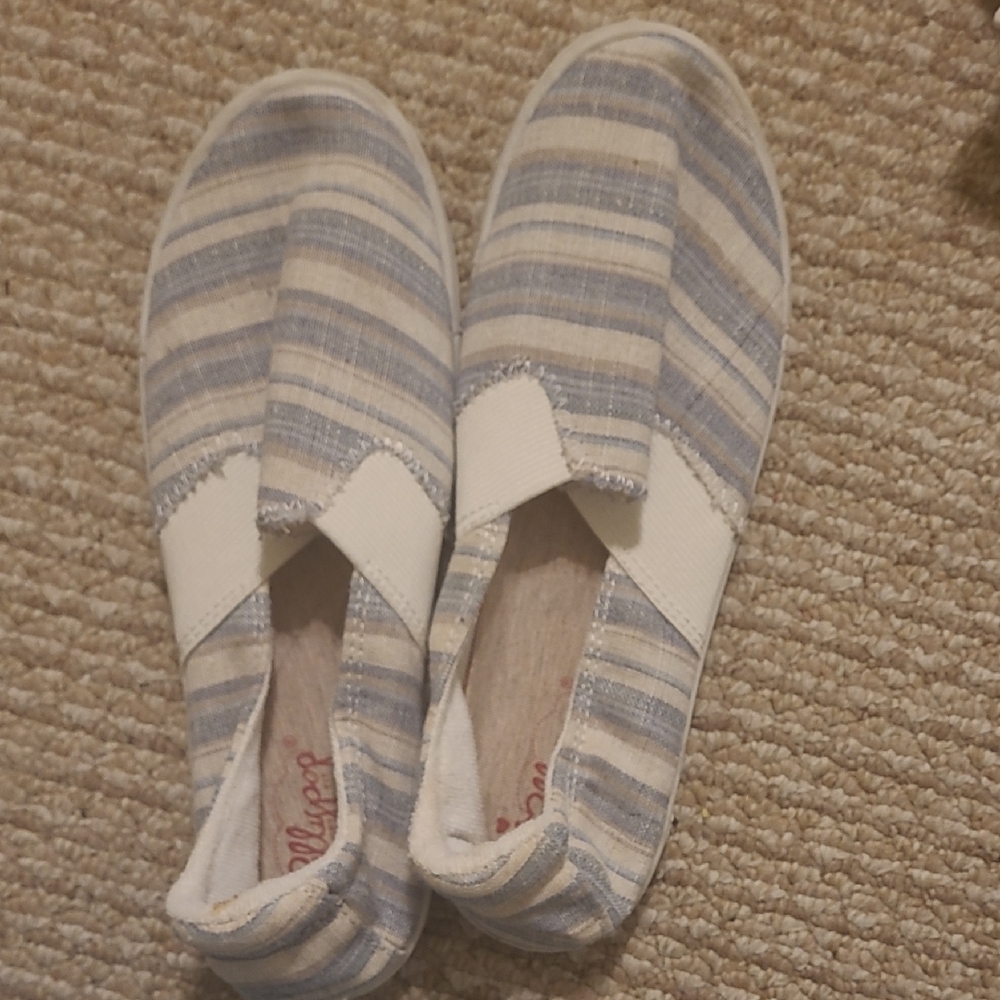 Jellypop Blue and Cream Striped Flats